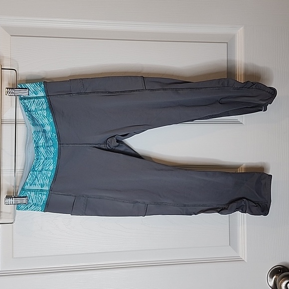 Ivivva Other - Ivivva by Lululemon Girls Ruched Cropped Leggings Gray Teal Light Blue, Size 10